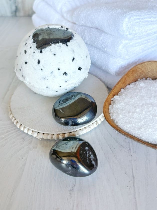 Hematite & Black Hawaiian Sea Salt Bath Bomb