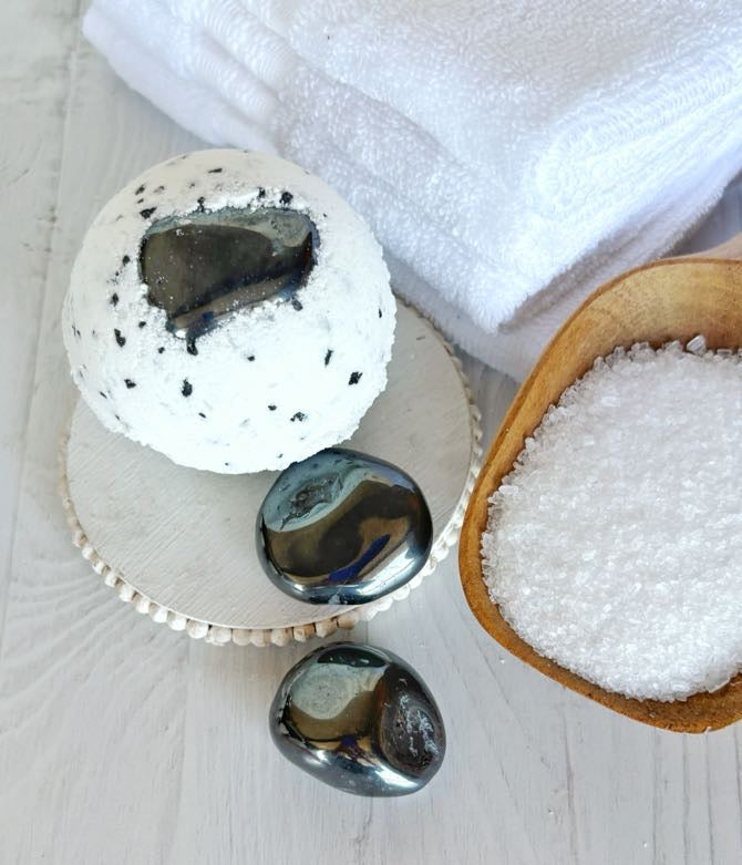Hematite & Black Hawaiian Sea Salt Bath Bomb