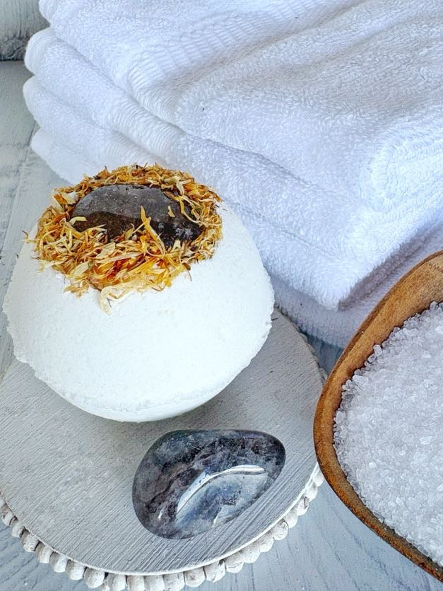 Smoky Quartz & Calendula Bath Bomb