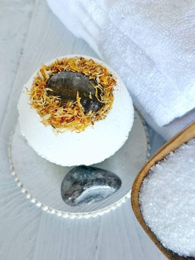 Smoky Quartz & Calendula Bath Bomb